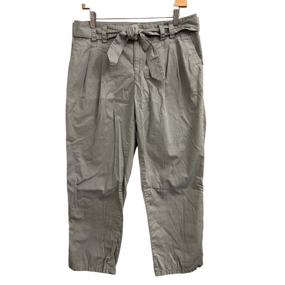 Express paperbag tie waist ankle chino size 8 gray